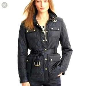 Vintage Banana Republic | Navy Quilted Gold Buttons Belted Jacket Size XS